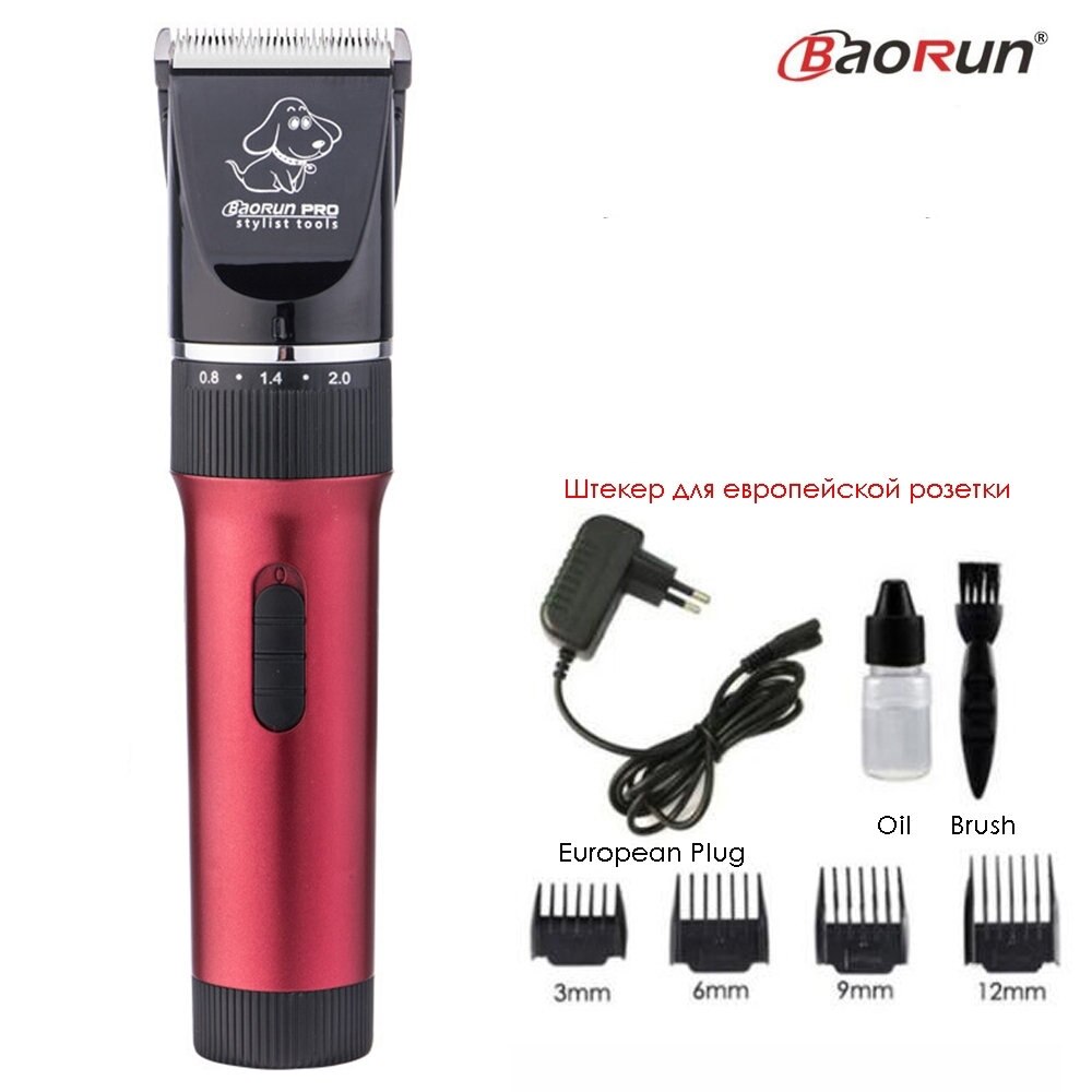 Pet Hair Trimmer Electric Rechargeable Cat Dog Clipper Grooming Cutters Powerful Shaver Machine For Animal 110-240V: Red Standard
