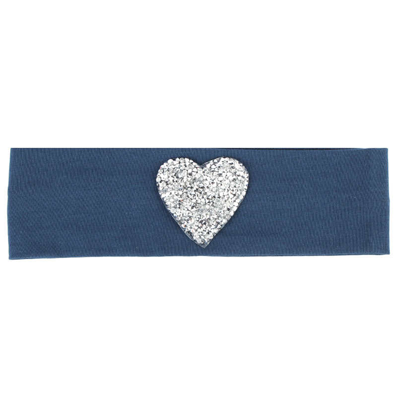 Geebro Kinderen Katoen Zachte Hoofdband Lente Leuke Steentjes Hart Platte Haarband Meisjes Stretch Hoofddeksels Haaraccessoires: Marineblauw