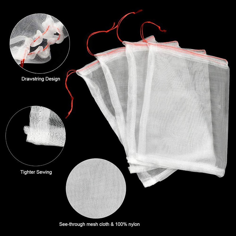 50 stk hageverktøy nettingposer fruktbarriere dekker poser fruktbeskyttelsespose nylon hagesettposer myggnettbarrierepose