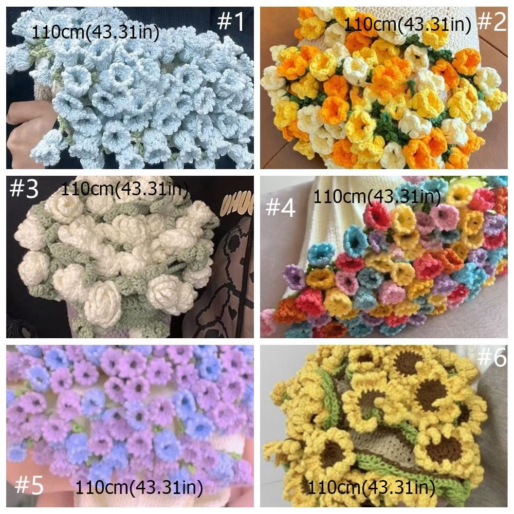 Woven Crocheted Rose Daisy Bouquet Blanket Unfinished Flower Bouquet Blanket DIY Craft Handmade