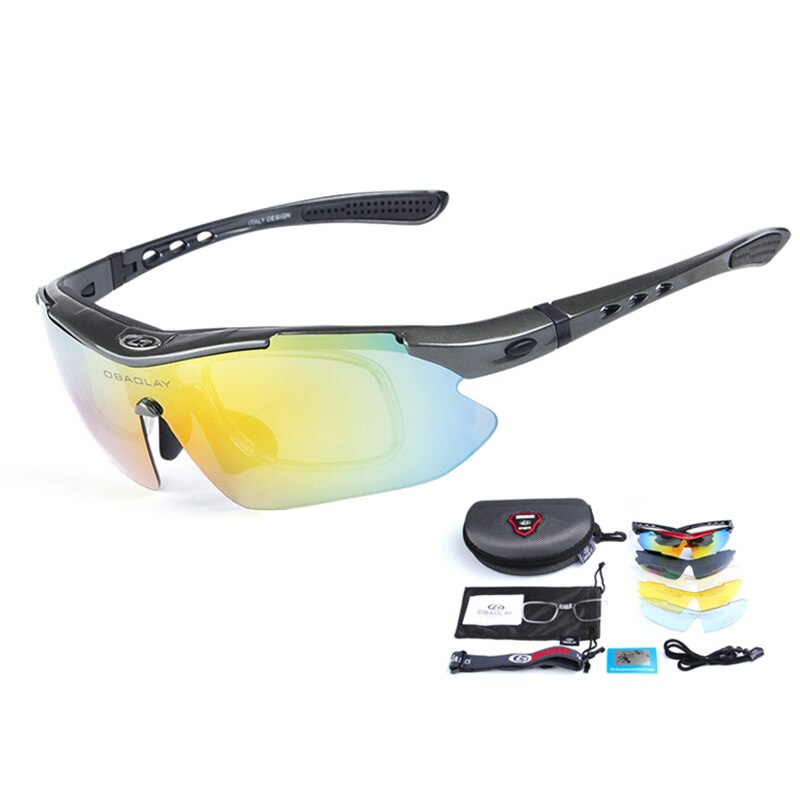 Polariserte fiskesolbriller 5 linse  uv400 fiskebriller utendørs sport sykling klatring turbriller briller: Grå