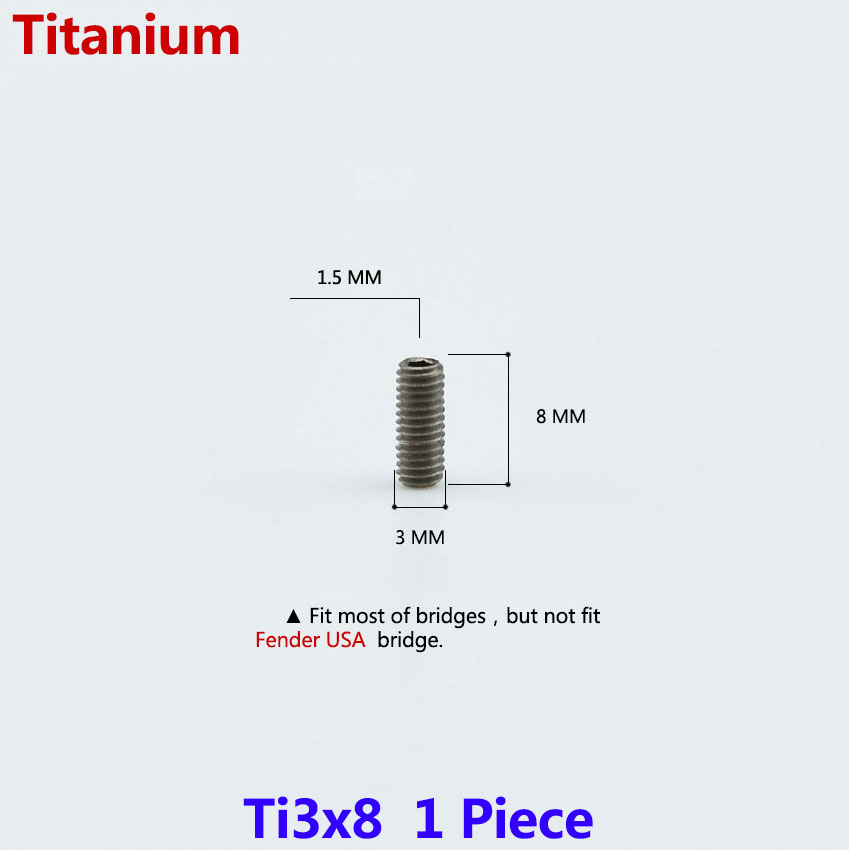 1 Piece Electric Guitar Bridge Saddle Height Adjustment Screw Steel / Brass / Titanium Guitar Accessories: TiS3x8 1 Piece