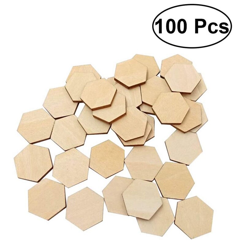 100 Houten Stukken Hexagon Hout Vorm Beukenhout Voor Diy Arts Craft Project Klaar Om Verf Of Versieren (25mm)