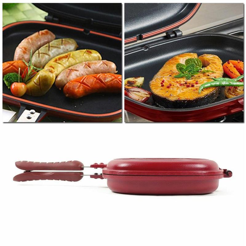 1Pc Double Sided Grill Frying Pan Square Shape Non-Stick Pan Baking Steak Frying Pan32Cm Kitchen Cooking Tool