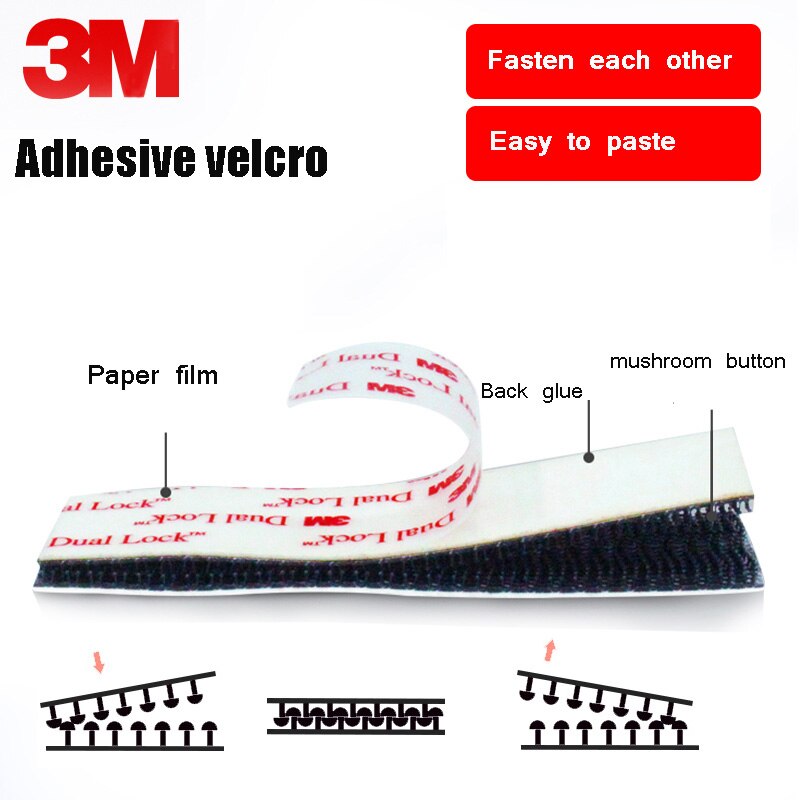 3M SJ3550 1meter Velcros Adhesive Dual Lock Type 250/25.4mm Mushroom Reclosable Fastener Tape Bacing VHB Velcros 3M Tape