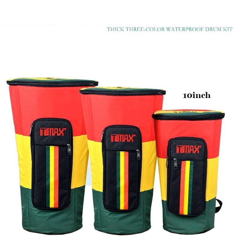 Trommetaske 10 " 12 " 13 " vandtæt stof rygsæk til tromme bærehåndtag afrikansk trommetaske vandtæt tromme rygsæk taske: Farverig 10 tommer