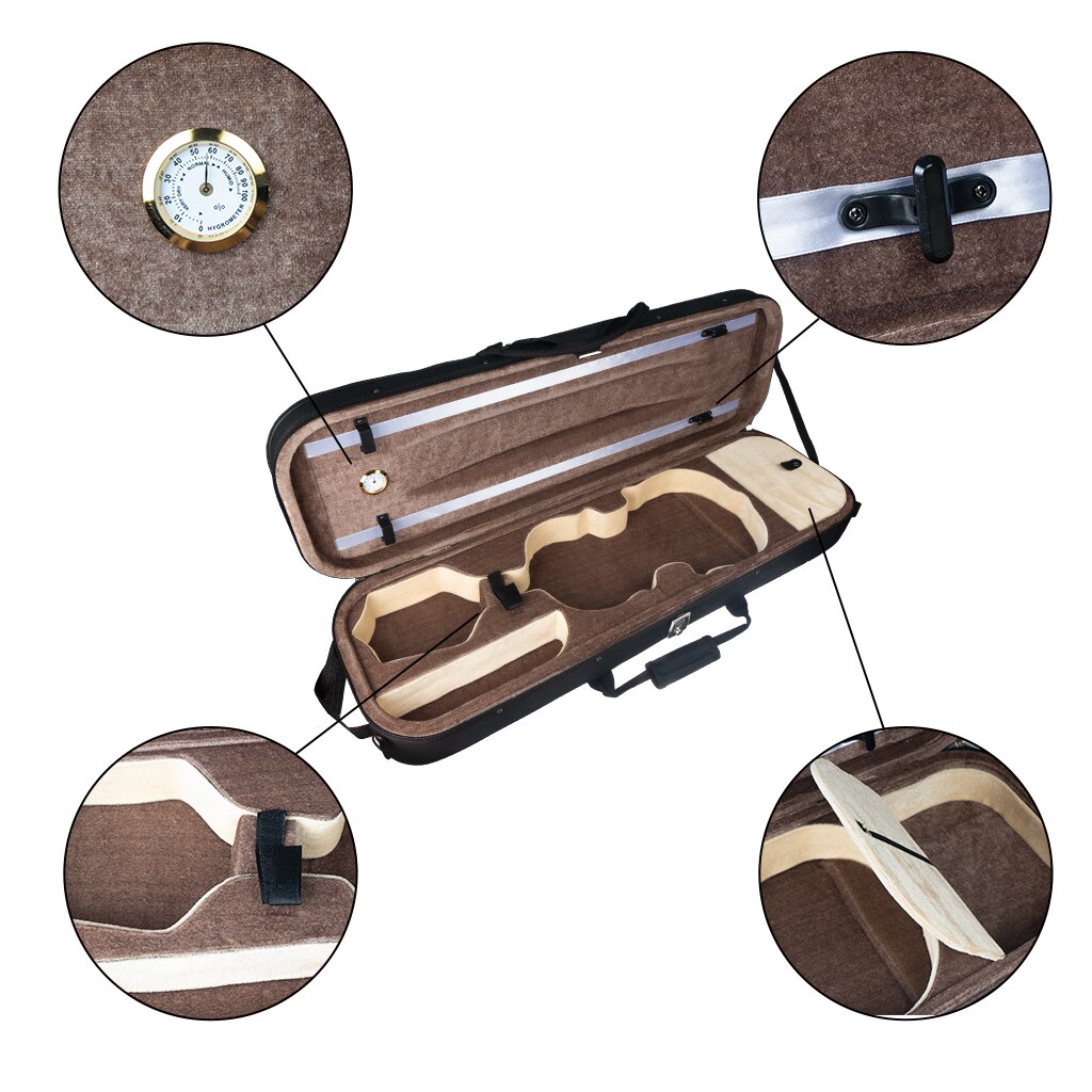 Étui pour violon en toile, résistant à la pression, Oblong, taille 1/2, avec fermeture éclair, noir