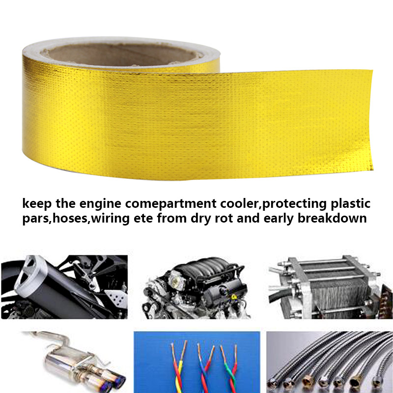 Brandvertragende Thermische Uitlaat Tape Luchtinlaat Warmte Isolatie Shield Wrap Reflecterende Warmte Barrière Zelfklevende Motor Voor Auto