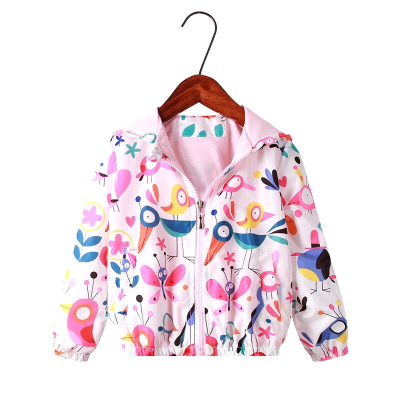 Unicornio Niñas Chaquetas Bebé Niña Niño Ropa Primavera Niños Estampado de manga larga Abrigo con capucha de unicornio Prendas de abrigo Tops Abrigo de bebé: J014 bird / 7 años