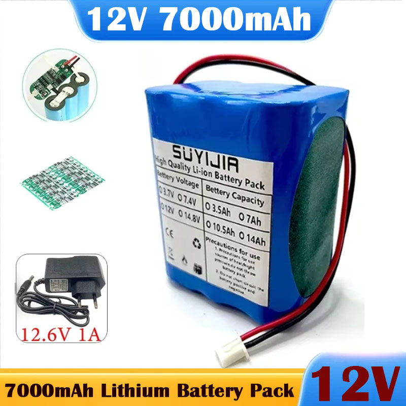 Original 18650 3S2P 7000mAh Battery 12V Rechargeable Lithium Battery Pack W/ BMS Backup Power Supply for CCTV Monitor Bluetooth