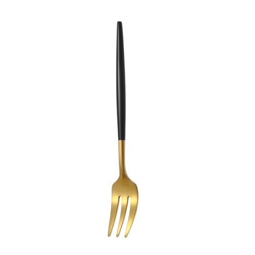 Uds Tenedor de fruta de lujo 304 de acero inoxidable de oro tenedores para tartas de postre pequeño tenedor de torta en La tenedor para caracoles restaurante: black gold fork