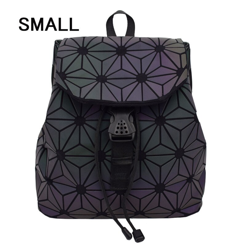 Neue Leucht Frauen Rucksack Schule Hologramm Geometrische Falten Schüler Schule Taschen Für Teenager Mädchen holographische Sack a dos: leuchtend Smal B