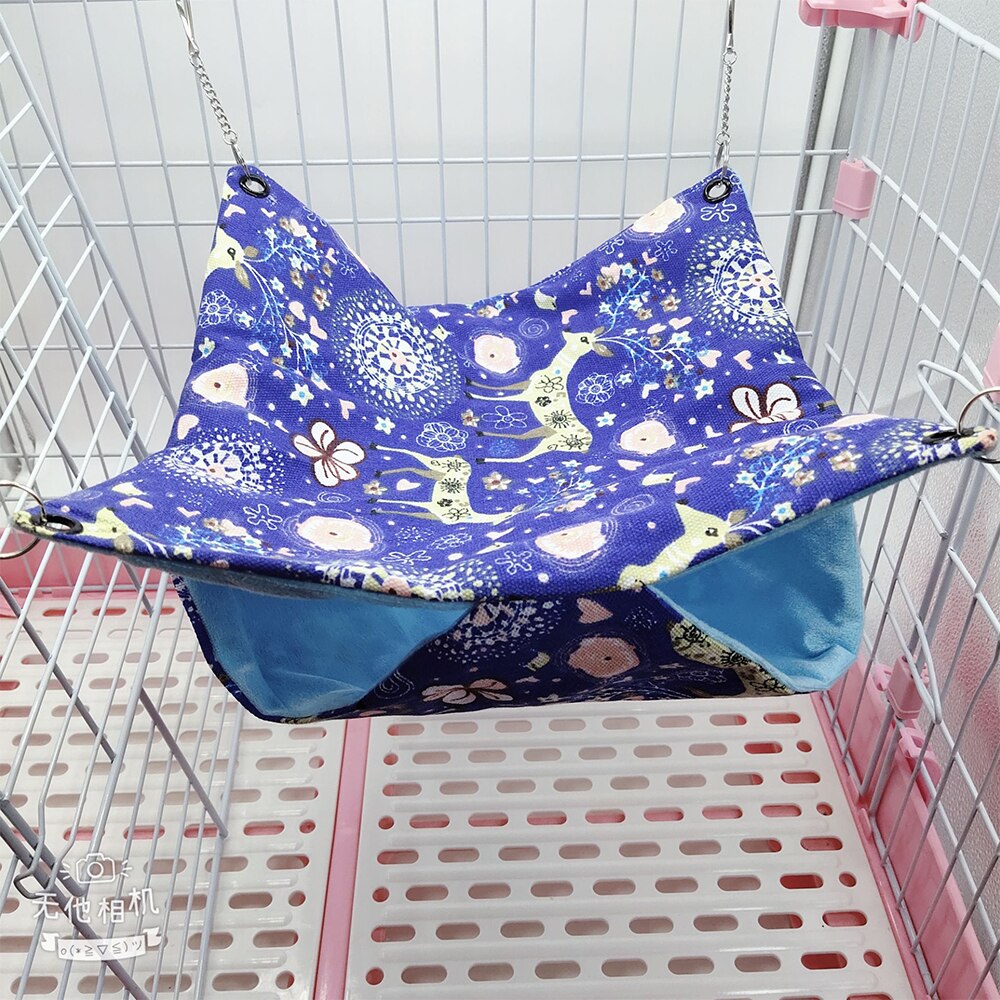 Hamac Pour Rats Petit Animal De Compagnie Double Toile Été Hamac Chaîne Anti-Morsure Sac De Couchage Pour Hamster Volant Écureuil Rat Maisons: Elk / 20x20cm