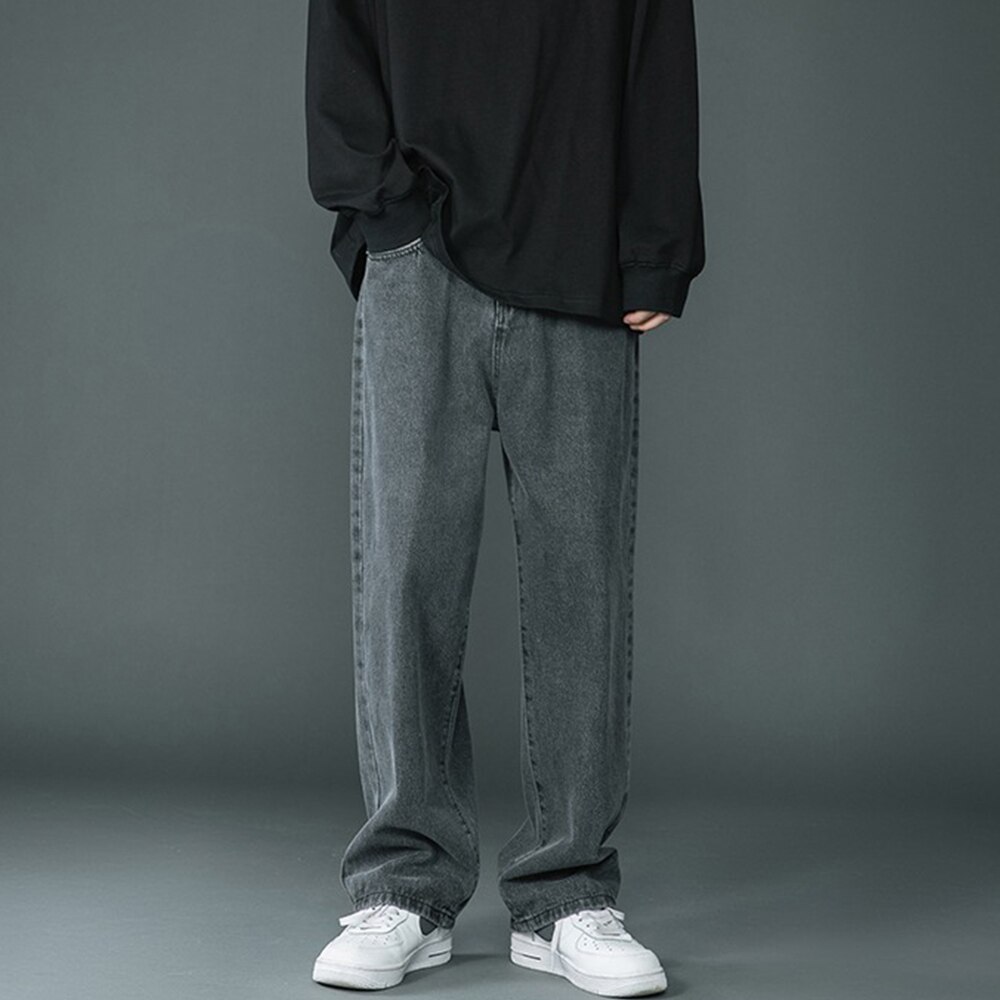 White Jeans for Men Streetwear Hip Hop Baggy Pants Loose Straight Denim Male Boyfriend Long Trousers