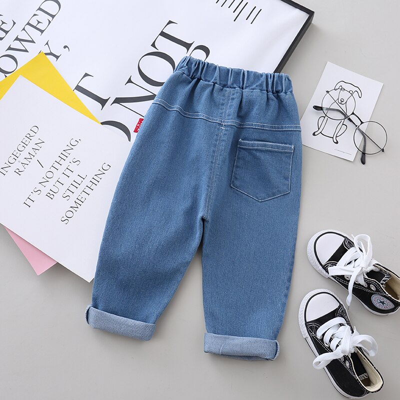 Baby Boys Girl Light-colored Jeans Kids Monogrammed Jeans Children Denim Pants