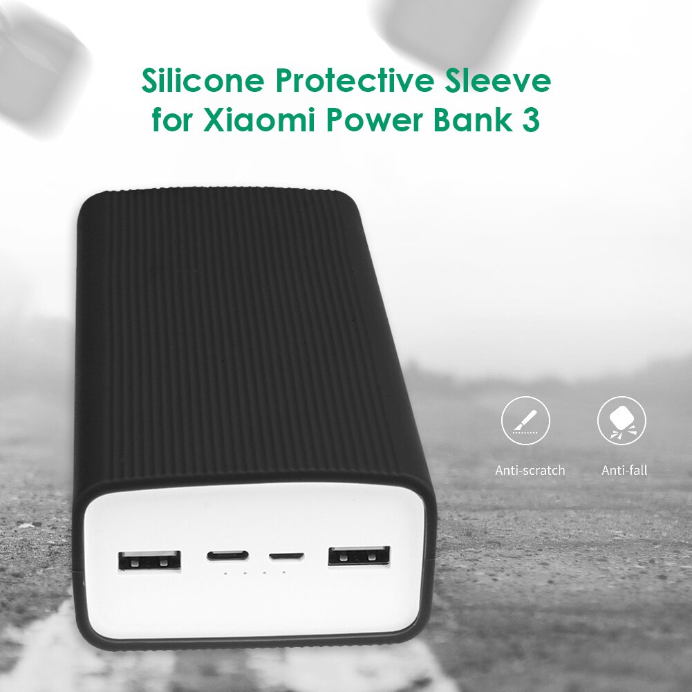 Caso Powerbank Carcasa protectora de silicona para Xiaomi banco de potencia 3 30000 MAh de la cáscara de la piel manga Protector de PB3018ZM caso