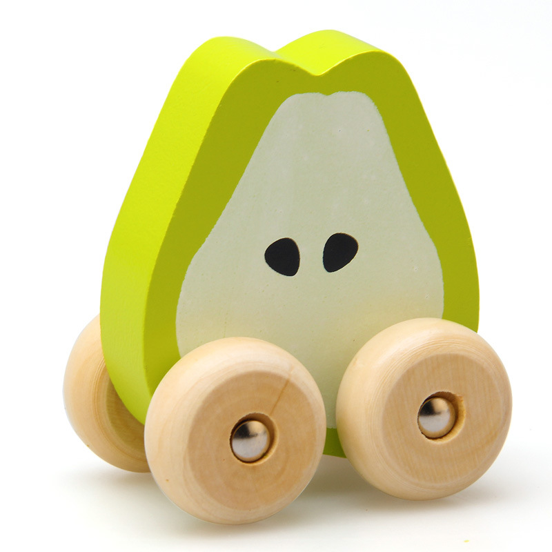 Kinder Holz Tier Zug Modell Schiebe Push-pull Auto Obst Warenkorb Visuell Für Kleinkind Inspirierende Kid Nette pluzzles: 3