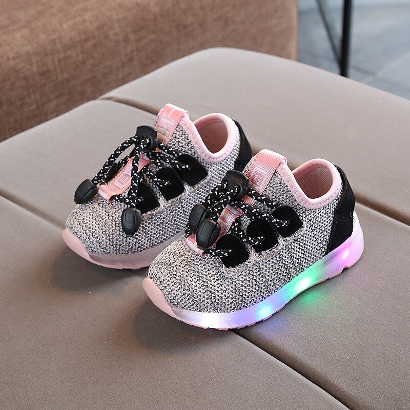 Tamaño 21-30 zapatillas de deporte informales para niños, bebés, niñas, zapatos brillantes, zapatillas iluminadas, zapatos Led para niños, zapatos luminosos con la luz: Rosa / 31