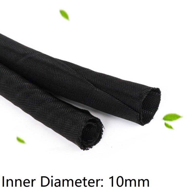 Black Id 10 Mm Uitbreidbaar Gevlochten Kabel Mouw Huisdier Zelfsluitende Geïsoleerde Flexibele Pijp Slang Buis Split Draad Wrap Lijn beschermen