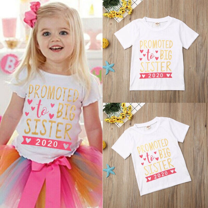 Pudcoco Baby Kids Baby Meisjes Peuter Worden Grote Sister' Korte Mouw T-shirt Kleding Top