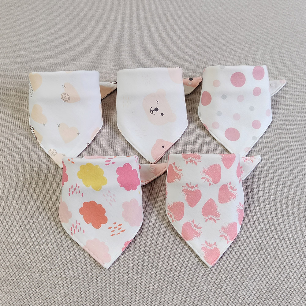 5 teile/los Baby Lätzchen Dreieck Doppel Baumwolle Lätzchen Cartoon Print Speichel Handtuch Baby Jungen Mädchen Fütterung Schürze Baumwolle Bandana Lätzchen: Himmel Blau