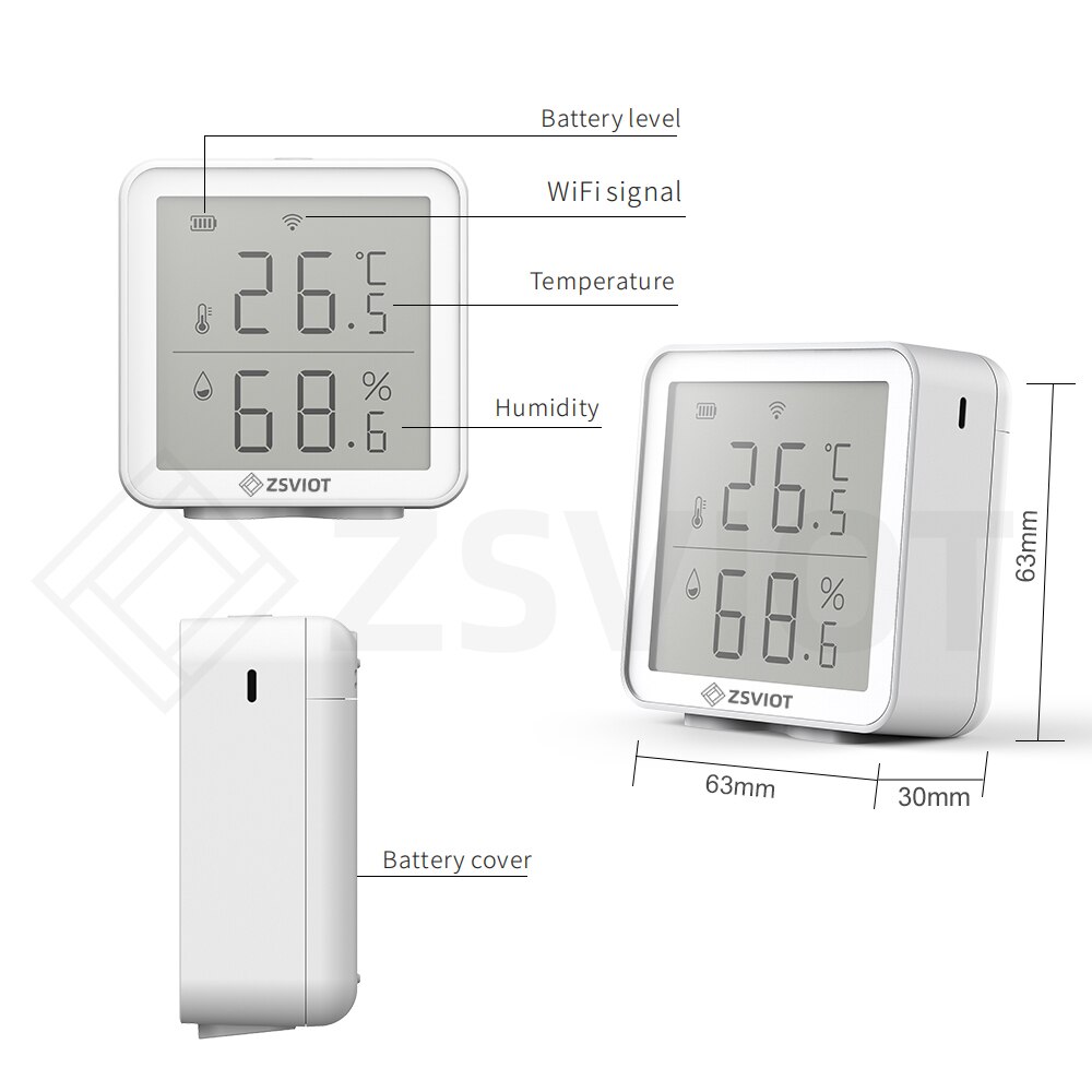 Tuya WIFI Temperature And Humidity Sensor Smart Home Indoor Intelligent Linkaged with air conditioner and Siren Alarm Smart Life