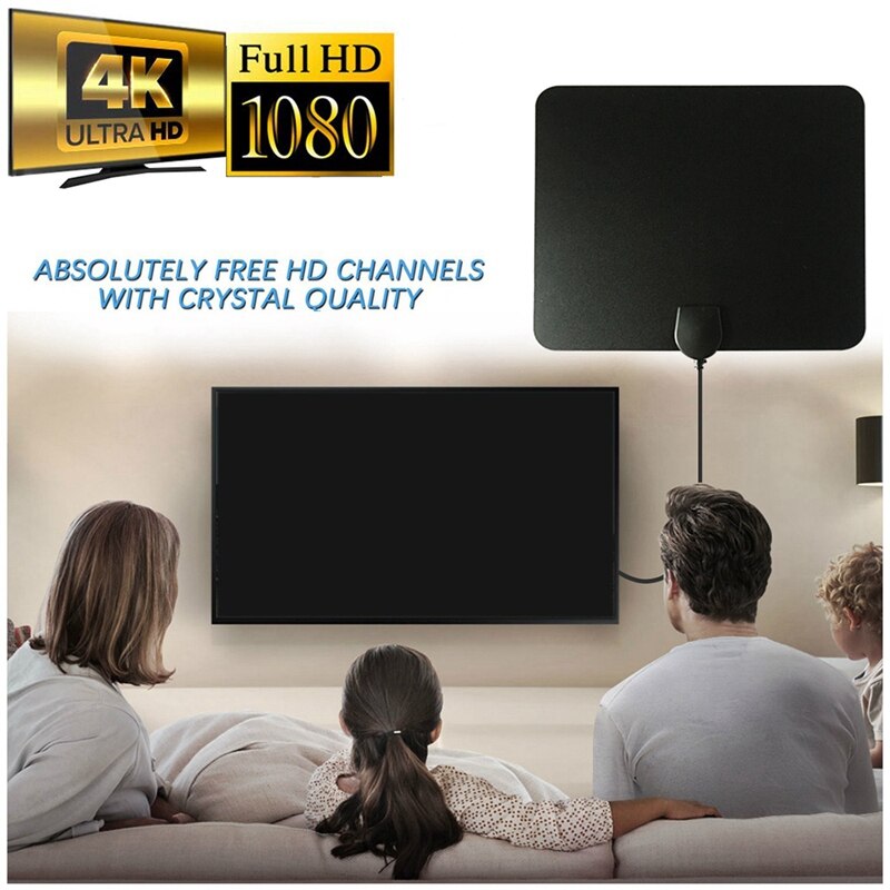 TV Antenna, Amplified Digital HDTV Antenna, Support 4K 1080P HD VHF UHF Local Channels, 80 Miles Range With Amplifier