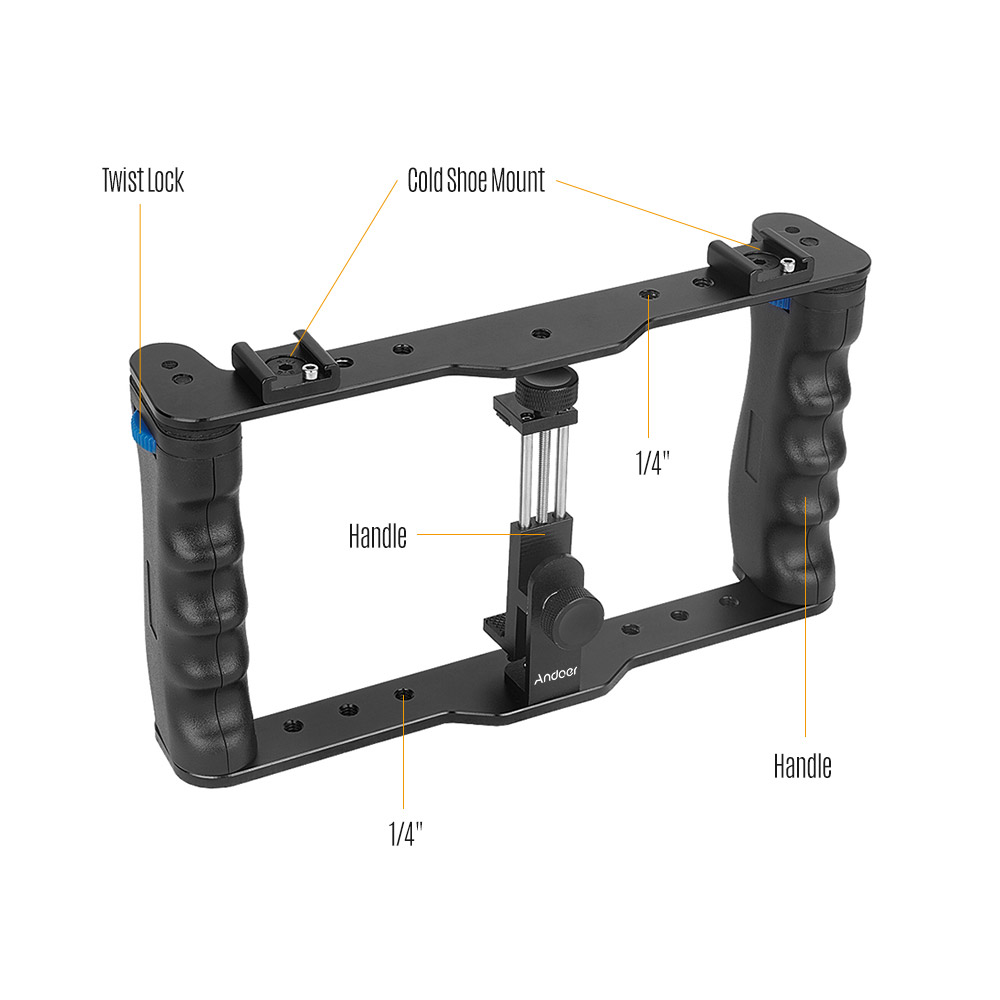 Soporte fotográfico de mano Dual para iPhone, Huawei, Samsung y Xiaomi, con pinza para teléfono
