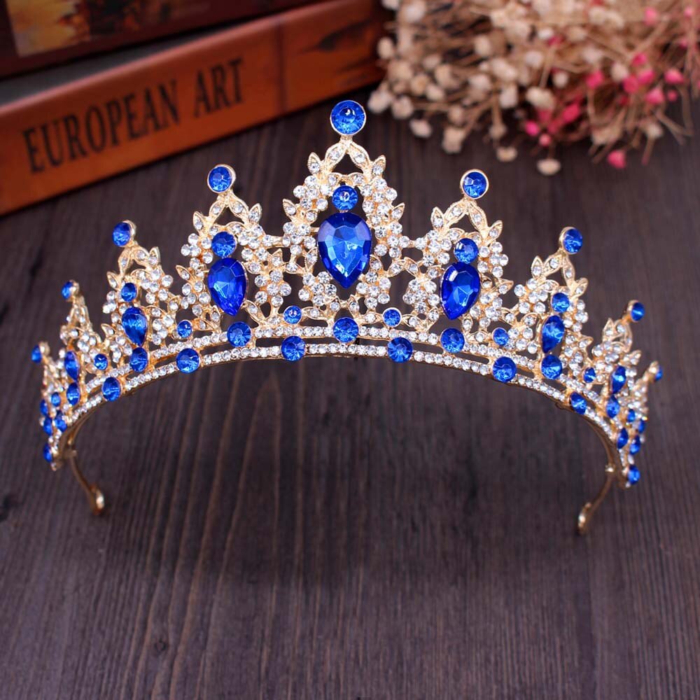 KMVEXO Vintage Gold Queen Princess Crowns Crystal Diadem For Bridal Hair Accessories Bride Tiaras Headbands Tiara De Noiva