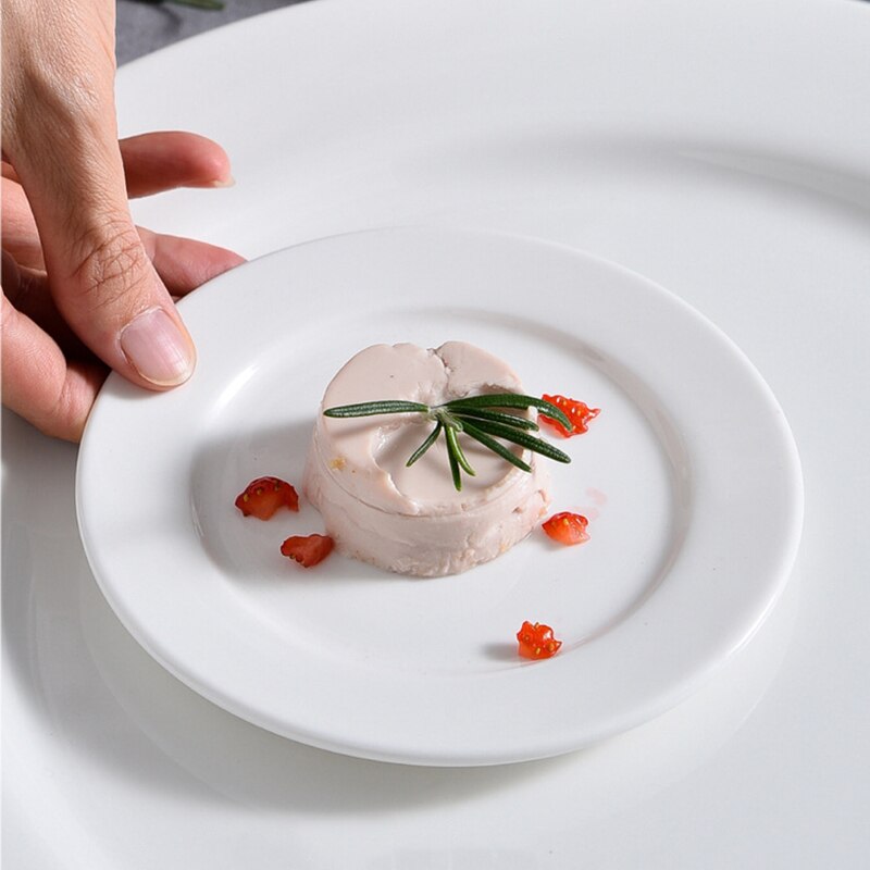 Round White Ceramic Dinner Plates And Dishes Nordic Solid Porcelain Steak Plate Fruit Dish Saucer Brief Tableware Platos De Cena