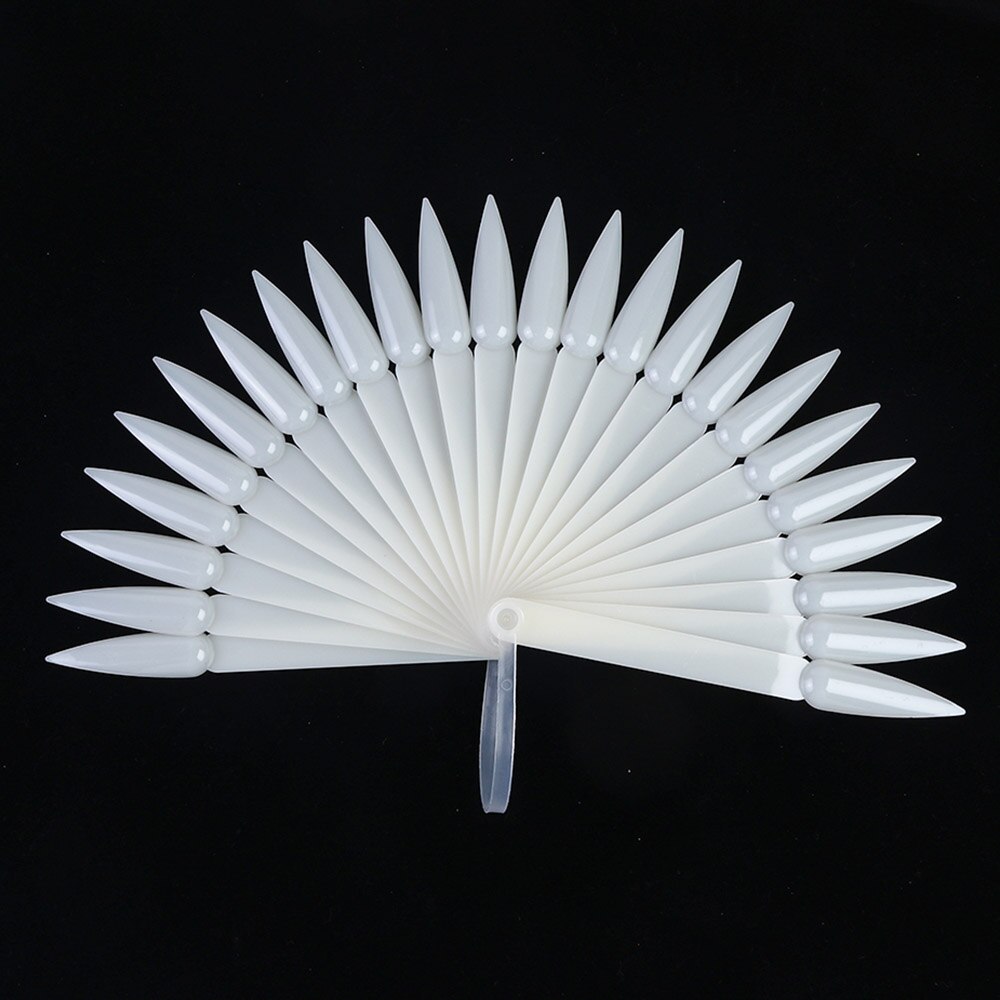24Pcs Clear Natuur Wit False Nail Tips Display Sample Uv Gel Polish Praktijk Fan Board Nail Art Tool Manicure SA1503-1: nature