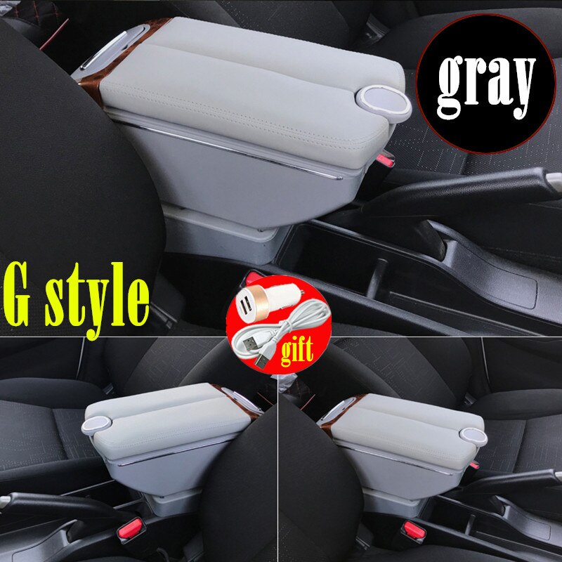 For Honda CR-Z CRZ Armrest Box Double doors open 7USB Centre Console Storage Box Arm Rest: G Style gray