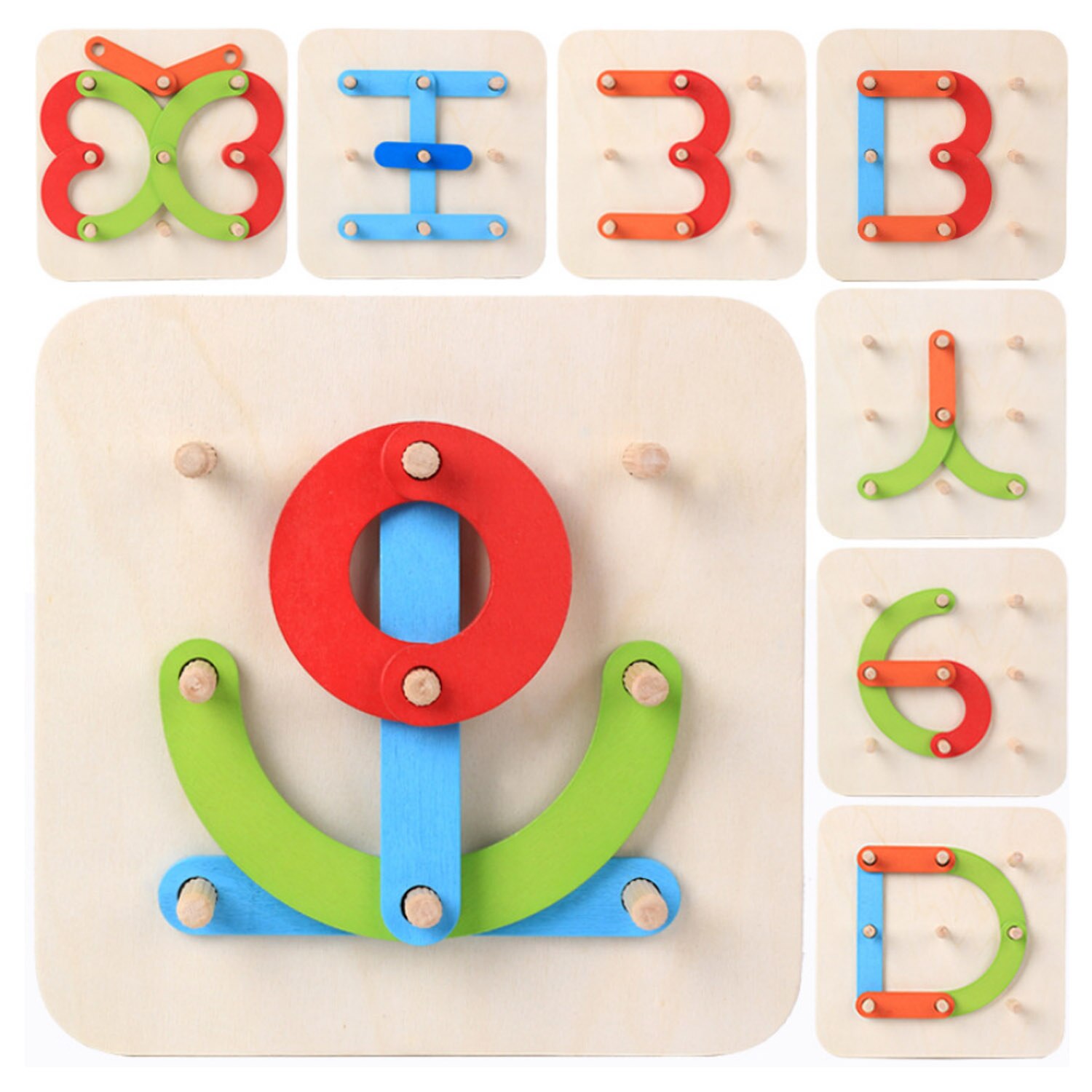 Besegad Wooden Letter Number Shape Color Construct... – Grandado
