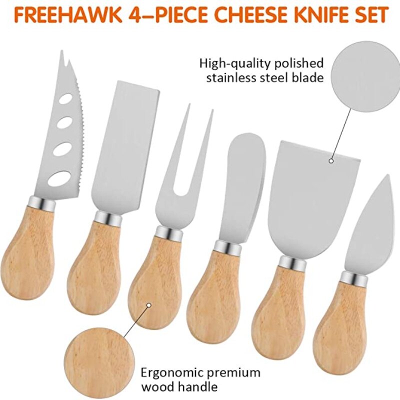 Steel Stainless Cheese Knives with Bamboo Wood Handle Cheese Slicer Cheese Cutter Kitchen Baking Tool