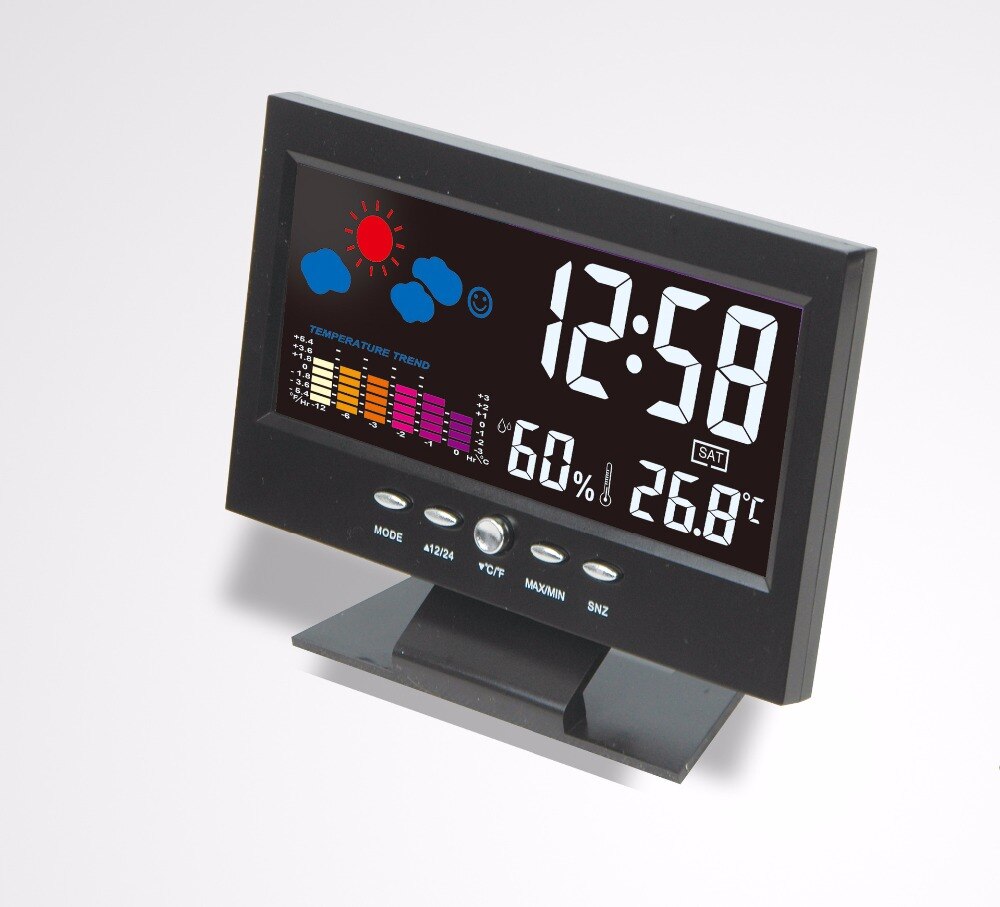 8082T Digital Thermometer Hygrometer Weather Station Alarm Clock Temperature Gauge Colorful LCD Calendar Backlight Timers Car