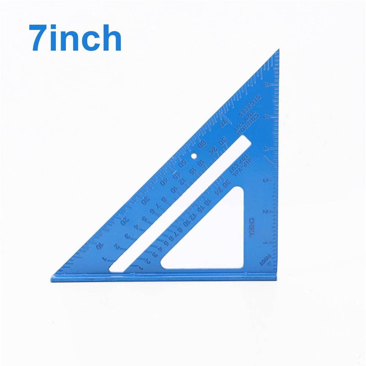 Triangle Ruler 12 inch Aluminum Alloy Angle Protractor Speed Imperial Square Measuring Ruler For Building Framing Tools Gauges: blue 7 inch