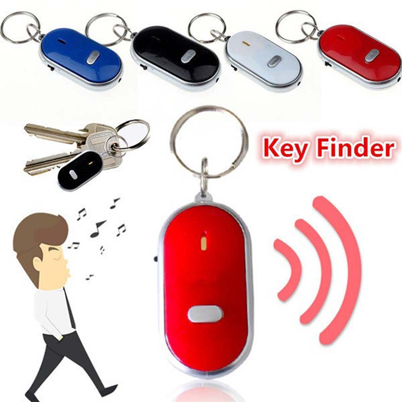Sound Control Lost Key Finder Locator Sleutelhanger Led Light Zaklamp Mini Draagbare Fluitje Key Finder