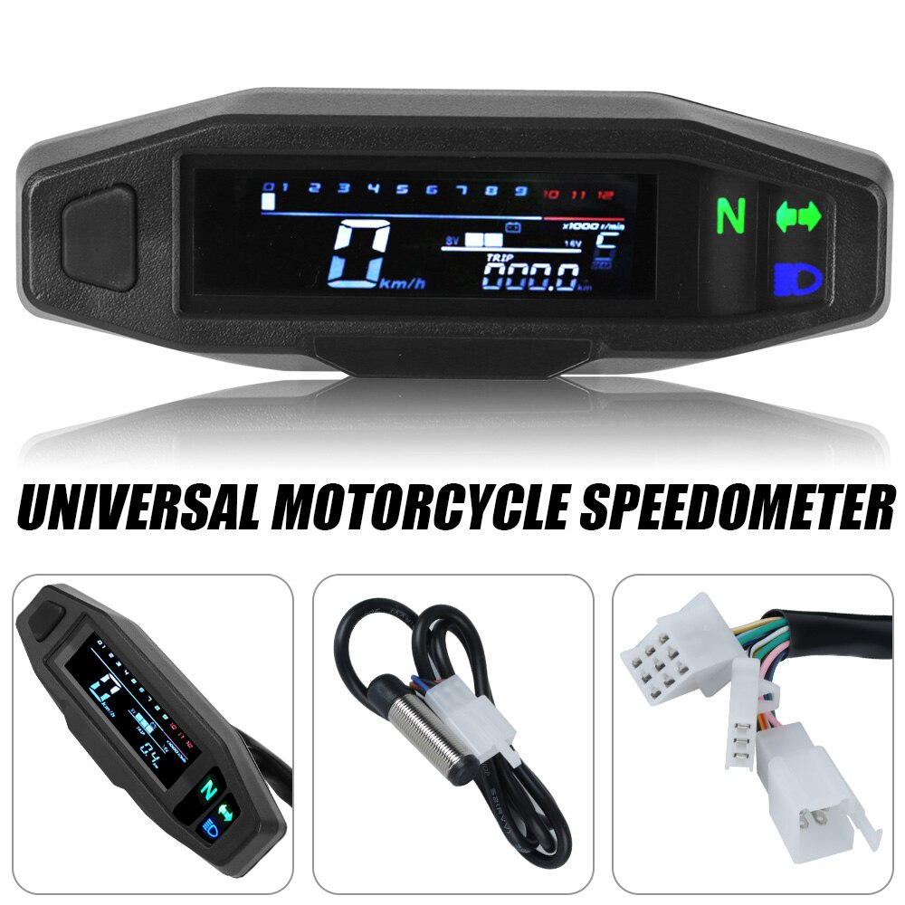 Universal Motor Bike Tachometer Electric Injection Carburetor Instrument Digital Odometer RPM Motorcycle Meter Speedometer Mini