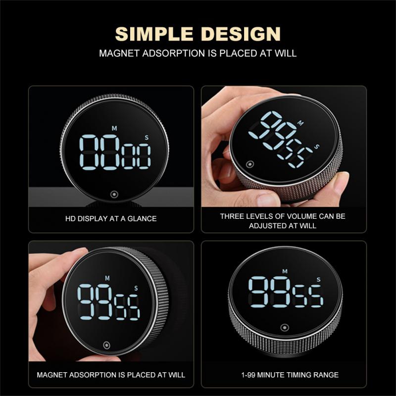Minuterie de cuisine numérique LED, chronomètre d'étude, électronique magnétique, compte à rebours, horloge, rappel mécanique, alarme, Gadget de cuisine