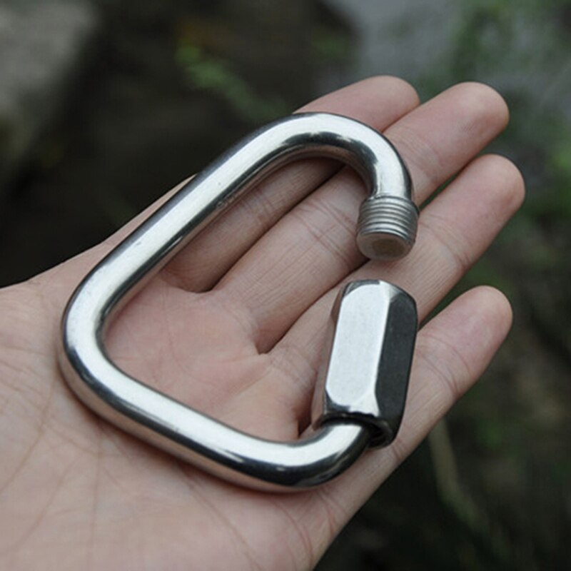 Triangle Shape Mountain Rock Climbing Stainless Steel Carabiner Lock Buckle Mountaineering Buckle Screw Safety Q4S0