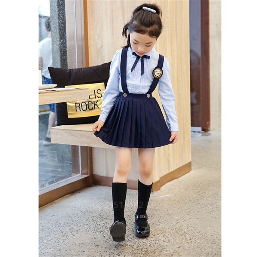 Enfants école uniforme Style japonais coréen sangle jupes pour fille robe bébé garçon Style britannique Chorus Costumes 100-160CM danse