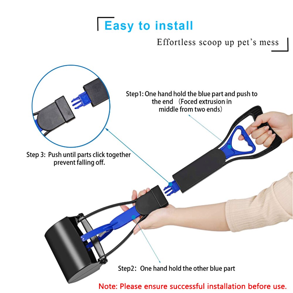 60cm Long Handle Pet Pooper Scooper Jaw Poop Scoop Shovel Clean Pick Up Animal Waste Portable Dog Cat Outdoor Cleaning Tool