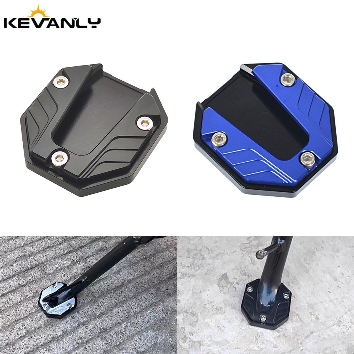 1 stks CNC Aluminium Motorfiets Kickstand Extender Voet Zijstandaard Extension Pad Anti-slip Ondersteuning Plaat Vergrote Basis