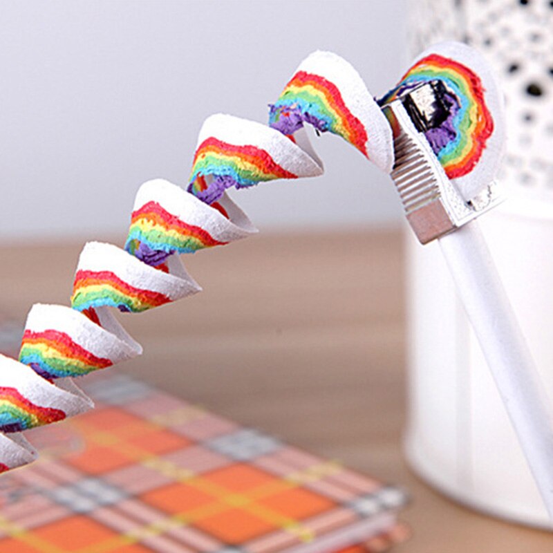 6Pcs/Set Stationery Sets 5 Pcs HB Rainbow Paper Pencil 1 Pcs Sharpener School Office Drawing Supplies Cute Pencils for Girls