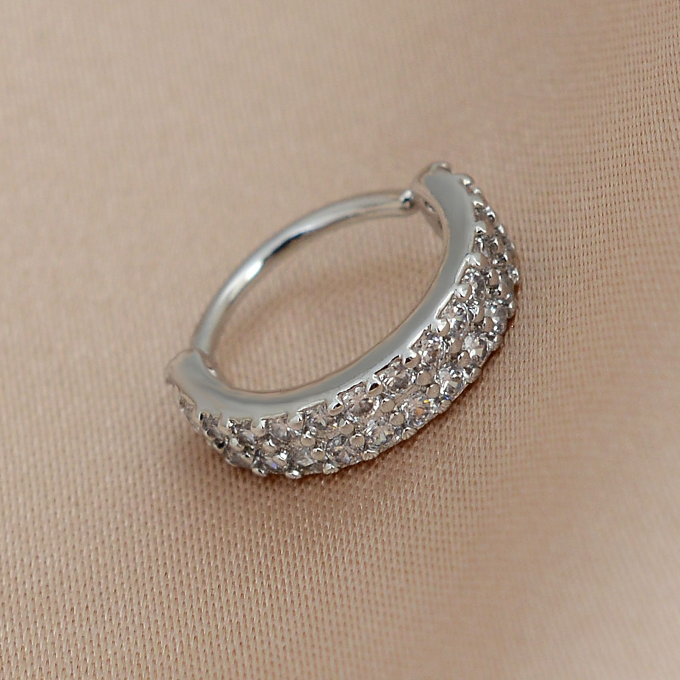 1pc krystal cz næseringe næsebor hjerte klikker septum næse hoop ring tragus brusk helix ørering næse piercing smykker: Imiteret rhodineret