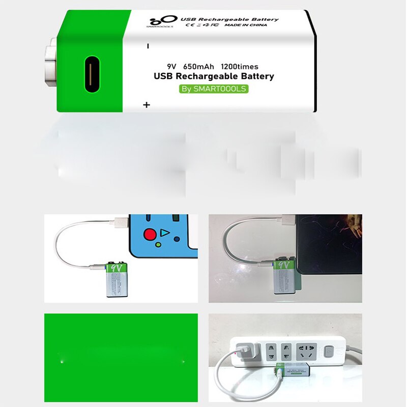 9V 650mAh li-ion Rechargeable battery Micro USB Batteries 9 v lithium for Multimeter Microphone Toy Remote Control KTV use