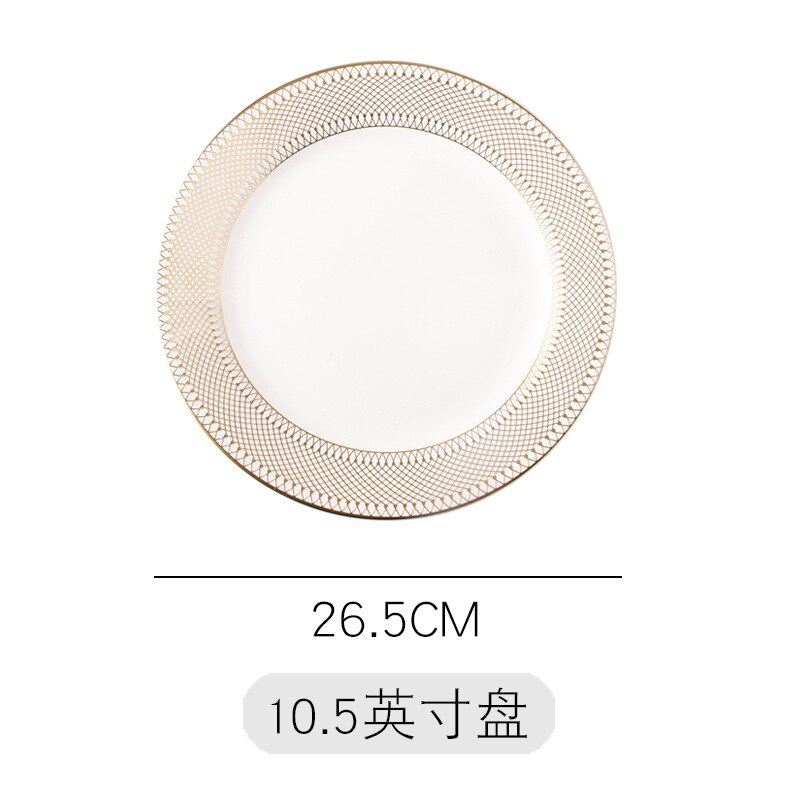 Vaisselle or bord assiette ensemble de luxe cuisine en céramique Restaurant placement nordique Style Steak Western pâtes assiettes Plates: 10.5 inch plate A