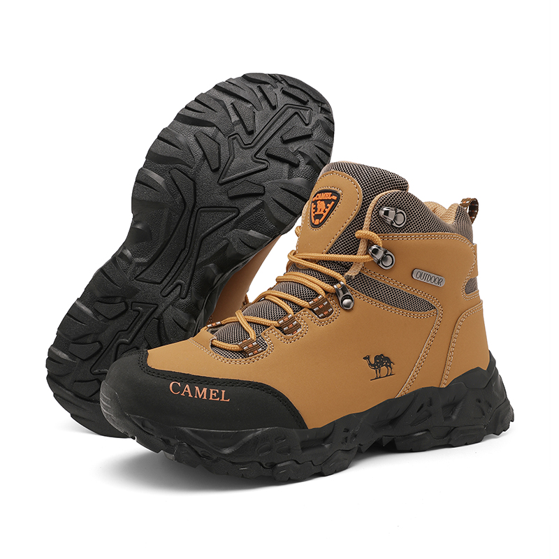 Zapatos de senderismo impermeables para exteriores para hombre, zapatillas de cuero para caminar, zapatos antideslizantes para escalar y senderismo, botas de trabajo cómodas para hombre: marrón / 41