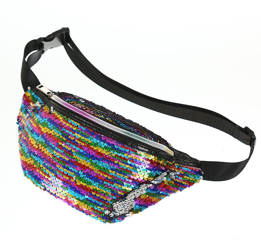 Mermaid Sequins Waist Bag Women Colorful Fanny Pack Girls Chest/Belt Bag For Teenage Girls Waist Pack Glitte Phone Pouch: colorful