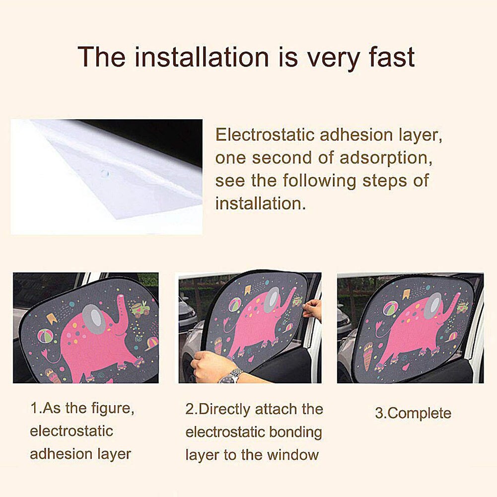 44X35 Cm Verduistering Voorruit Verwijderbare Elektrostatische Adsorptie Uv-bescherming Leuke Auto Zonnescherm Accessoires Cartoon Oprolbaar